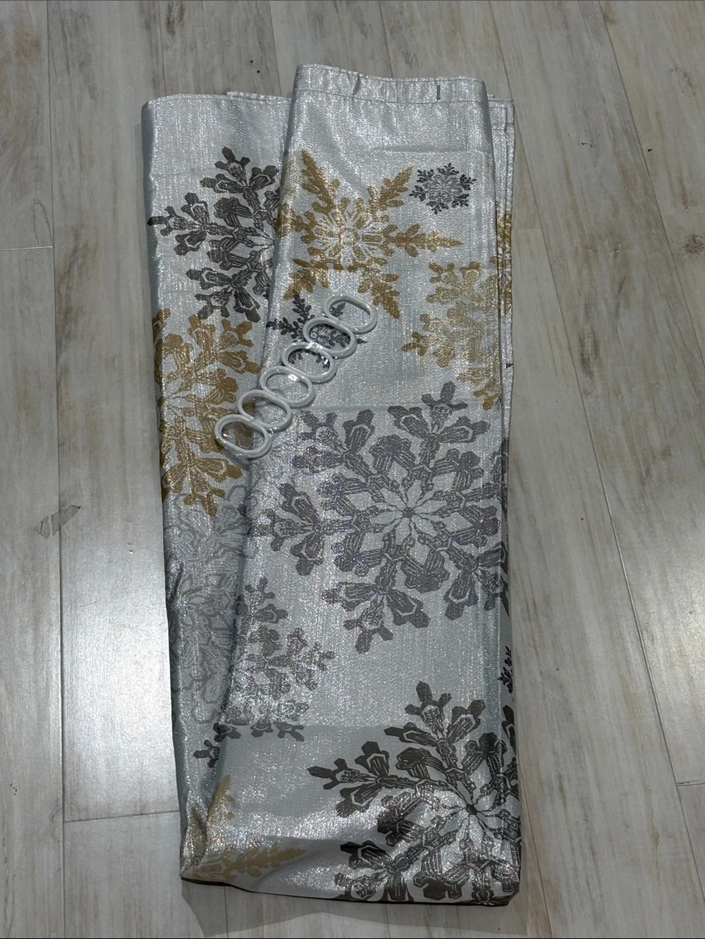 Elegant Metallic Snowflake Shower Curtain - Silver, Gold & Gray